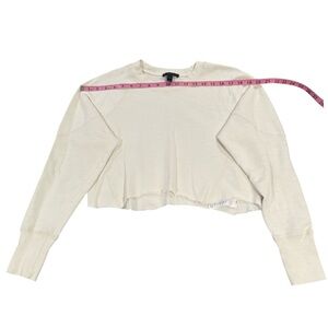 J. Crew Cropped Pullover Crewneck Long Sleeve Ivory Sweater Women's Size M